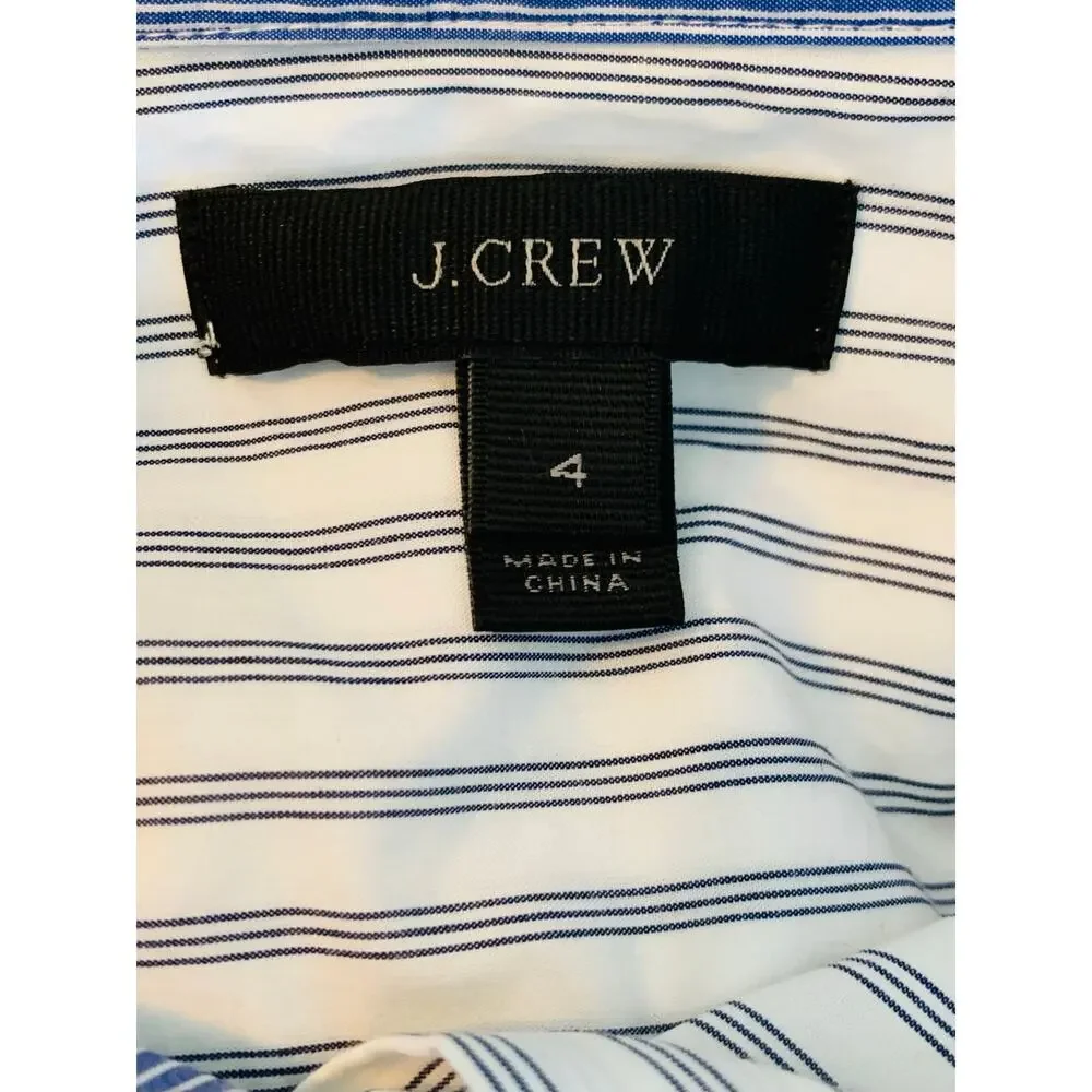 J. Crew Blue Mixed Stripe Cocktail Button Down Shirt Size 4